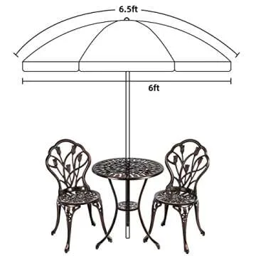 AMMSUN 6.5 ft Patio Umbrella with UPF50+ Sun Protection