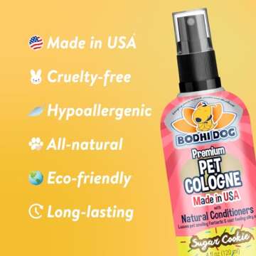 Bodhi Dog Natural Dog Cologne | Premium Scented Deodorizing Body Spray for Dogs & Cats | Neutralizes Strong Odors | Dog Perfume with Natural Dog Conditioner | Made in USA (Sugar Cookie, 4 Fl Oz)