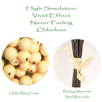 JD ARTIFICIAL PLANTS 2 Bundles of 11" Artificial Berry Stems Floral Sprays Berry Fruit Picks for Home Décor Office Restaurant Wedding Garden Patio Shop Window Photography Props(Ivory)