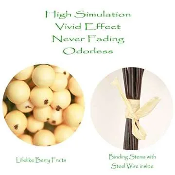 JD ARTIFICIAL PLANTS 2 Bundles of 11" Artificial Berry Stems Floral Sprays Berry Fruit Picks for Home Décor Office Restaurant Wedding Garden Patio Shop Window Photography Props(Ivory)