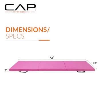 CAP Barbell All Purpose Folding Anti Tear Exercise Training Aerobic Fitness Gym & Gymnastics Balance Mat. 72"L x 24"W x 2"Thick. PINK