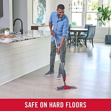 Rubbermaid Reveal Spray Mop Floor Cleaning Kit, 3 Reusable Microfiber Wet Pads, 1 Refillable Bottle,...