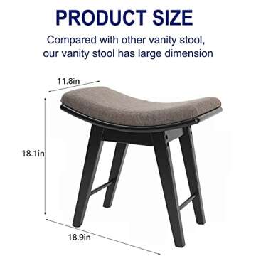 Elegant Iwell Rubberwood Vanity Stool for Every Space