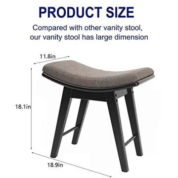 Elegant Iwell Rubberwood Vanity Stool for Every Space