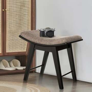 Elegant Iwell Rubberwood Vanity Stool for Every Space
