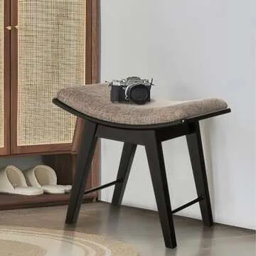 Elegant Iwell Rubberwood Vanity Stool for Every Space