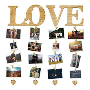 AIRGLO Wood Love Wall Decor Photo Display With Clips