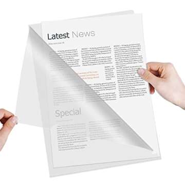 JIKIOU 30 Pack Clear Document Folder Copy Safe Project Pocket L-Type Clear Plastic Folder A4/ Letter Size in Transparent Color(Upgraded Size)