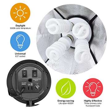 MOUNTDOG Softbox Lighting Kit 1600W Photography Professional Continuous Studio Lights Equipment with E27 5500K Bulbs and 2 Reflectors for Fashion Portrait Product Photography