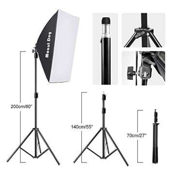 MOUNTDOG Softbox Lighting Kit 1600W Photography Professional Continuous Studio Lights Equipment with E27 5500K Bulbs and 2 Reflectors for Fashion Portrait Product Photography