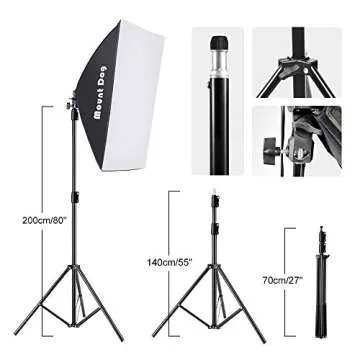 MOUNTDOG Softbox Lighting Kit 1600W Photography Professional Continuous Studio Lights Equipment with E27 5500K Bulbs and 2 Reflectors for Fashion Portrait Product Photography