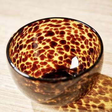 Two's Company Set of 2 Tortoise Print Tidbit Bowl, Glass, 4-inch Diameter, Kitchen Serveware and Acc...