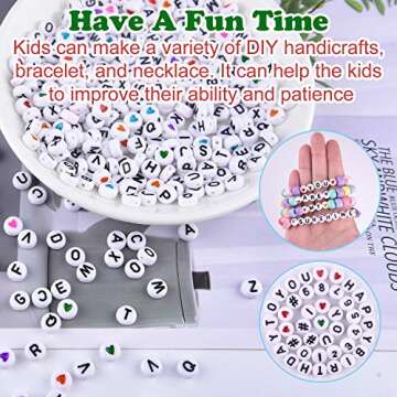 FEPITO 1800pcs DIY Alphabet & Number Beads Set for Crafts