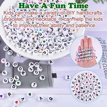 FEPITO 1800pcs DIY Alphabet & Number Beads Set for Crafts