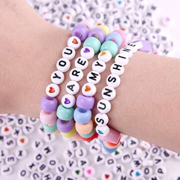 FEPITO 1800pcs DIY Alphabet & Number Beads Set for Crafts