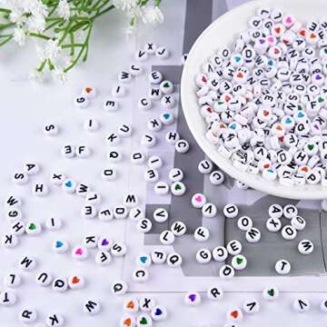 FEPITO 1800pcs DIY Alphabet & Number Beads Set for Crafts