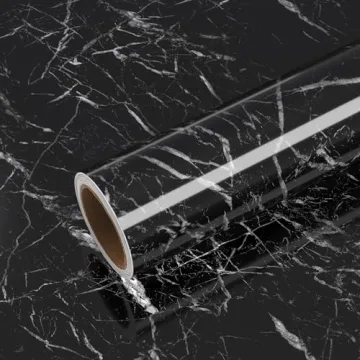 VEELIKE 118"X15.7" Black Marble Contact Paper - Easy Peel & Stick Wallpaper for Elegant Home Redesig...