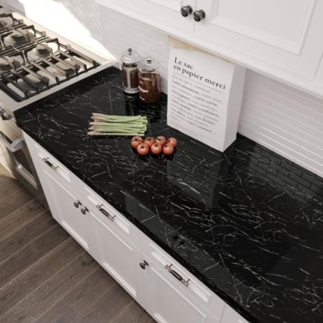 VEELIKE Black Marble Contact Paper for Stylish Home Decor