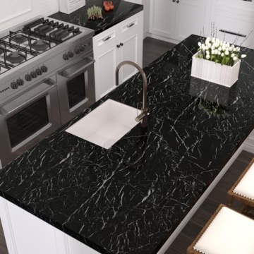 VEELIKE Black Marble Contact Paper for Stylish Home Decor