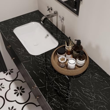 VEELIKE Black Marble Contact Paper for Stylish Home Decor