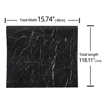 VEELIKE Black Marble Contact Paper for Stylish Home Decor