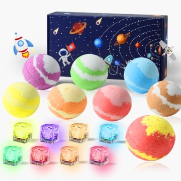 3.88OZ Bath Bombs for Kids Boys Girls Women with Toys Inside Surprise, 8 Light up Bath Bomb of Solar...