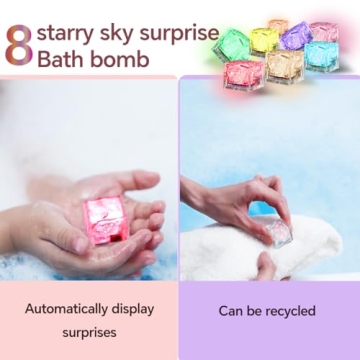 3.88OZ Bath Bombs for Kids Boys Girls Women with Toys Inside Surprise, 8 Light up Bath Bomb of Solar System Set, Organic Essential Oil spa Gift Set for Party, Christmas, Birthday (8 Pieces Light)