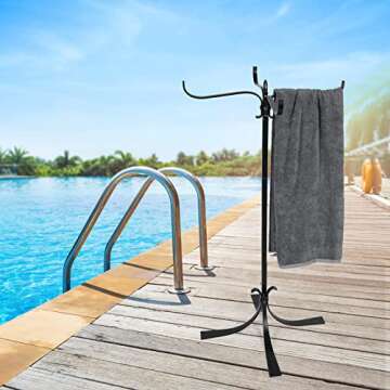 Sinyzope Metal Heavy Duty Towel Rack - Never Tilt, Elegant Design for Pool & Spa