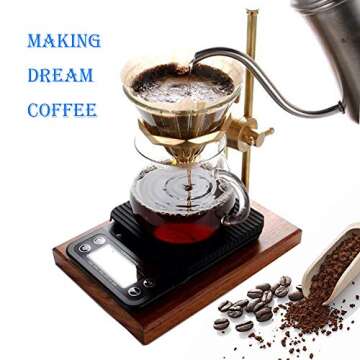 YAGSUW Coffee Scale with Timer,Digital Kitchen Food Scale for Cooking Baking Electronic Weighing 6.6lb/3kg 1g Precision Sensors Black Batteries Included