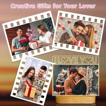 Light up Picture Frame, I Love You 4x6 Inches Acrylic Photo Frame with Night Light Desktop Decor Bes...