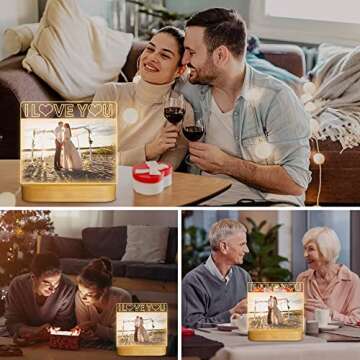 Light up Picture Frame, I Love You 4x6 Inches Acrylic Photo Frame with Night Light Desktop Decor Best Gifts for Lover Couple Wife Girl Friends Valentine's Day Anniversary Birthday Wedding Present