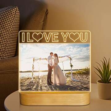 Light up Picture Frame, I Love You 4x6 Inches Acrylic Photo Frame with Night Light Desktop Decor Best Gifts for Lover Couple Wife Girl Friends Valentine's Day Anniversary Birthday Wedding Present
