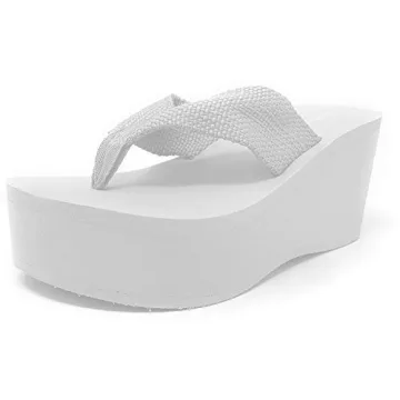Wild Diva Women's High Platform Wedge Flip Flop Sandals