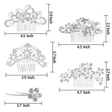 24 Pieces Wedding Hair Comb Rhinestone Hair Pins Bridal Pearl Hair Clips Side Hair Accessories U Sha...