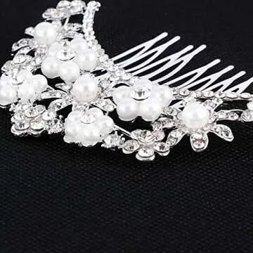 24 Pieces Wedding Hair Comb Rhinestone Hair Pins Bridal Pearl Hair Clips Side Hair Accessories U Shaped Pearl Hair Pins for Brides Bridesmaids