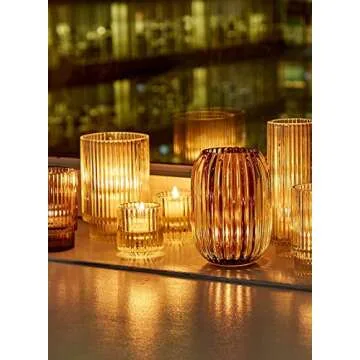 Serene Spaces Living Set of 4 Clear Ribbed Glass Votive Holders, Perfect for Weddings and Home Décor, Measures 2.25" Tall and 2" Diameter