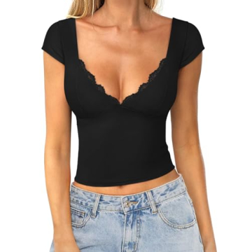 Stylish REORIA Crop Top for Women in Black Medium