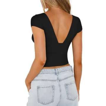 Stylish REORIA Crop Top for Women in Black Medium