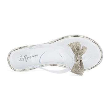 Luffymomo Womens Rhinestone Bowtie Flip Flops Summer Beach Jelly Rain Flat Sandals(8 M US Transparent)