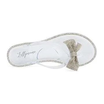 Luffymomo Womens Rhinestone Bowtie Flip Flops Summer Beach Jelly Rain Flat Sandals(8 M US Transparent)