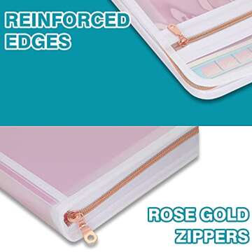 H4D 13 Pocket Expanding File Folder Organizer with Front Clear Pounch, Accordion File Organizer with Zipper Clourse, Fit for Letter Size Papers, Pink