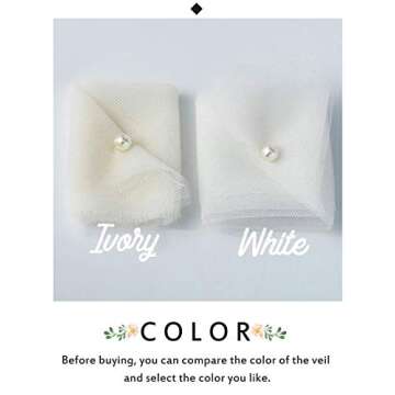 Unsutuo 1 Tier Lace Wedding Veil Chapel Length White Bridal Veil Wedding Mantilla Veil with Lace Edge for Bride (White)