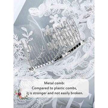 Unsutuo 1 Tier Lace Wedding Veil Chapel Length White Bridal Veil Wedding Mantilla Veil with Lace Edge for Bride (White)