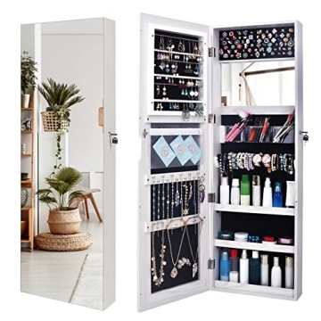 Stylish Bonnlo 48" Jewelry Armoire & Full Length Mirror