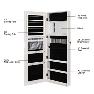 Stylish Bonnlo 48" Jewelry Armoire & Full Length Mirror