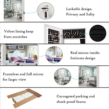 Stylish Bonnlo 48" Jewelry Armoire & Full Length Mirror