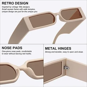 Retro 90s Rectangle Sunglasses for Trendy Chic Styles