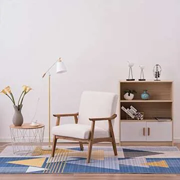 HIKTY LIYUEUS 26" Wide Armchair Set of 2 Mid-Century Retro Modern Accent Chairs in Beige Linen Uphol...