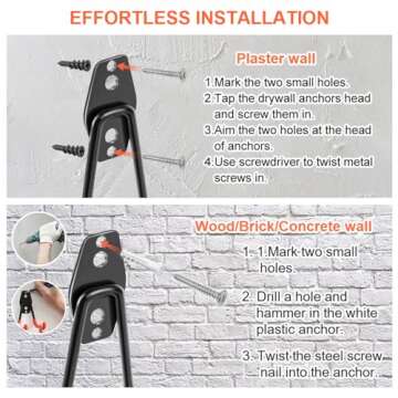 Garage Hooks Heavy Duty 14 Pack, Steel Garage Storage Hooks, Tool Hangers for Garage Wall Utility Wall Mount Garage Hooks and Hangers with Anti-slip Coating for Garden Tools, Ladders, Bulky Items