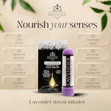 Nasal Stick Inhaler Lavender Nasal Aromatherapy Inhaler - Natural Essential Oil Inhaler for Calm Min...